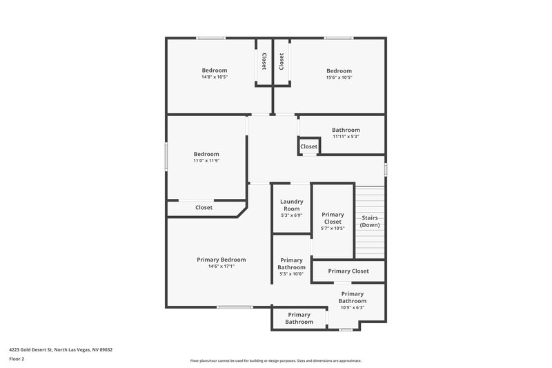 2,820/Mo, 4223 Gold Desert St North Las Vegas, NV 89032 Floor Plan View 2