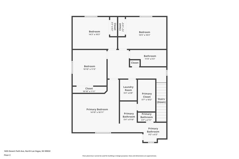 2,065/Mo, 1655 Desert Path Ave North Las Vegas, NV 89032 Floor Plan View 2