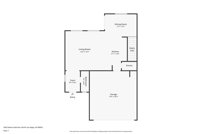 1,850/Mo, 1652 Desert Path Ave North Las Vegas, NV 89032 Floor Plan View