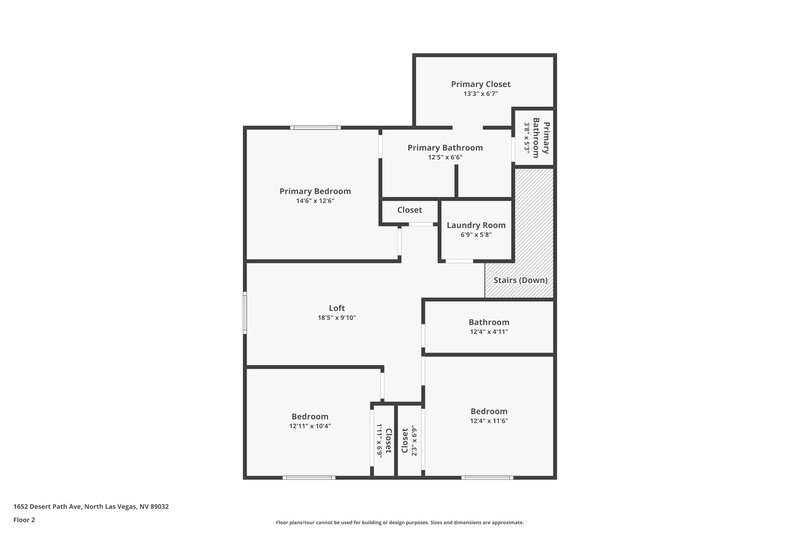 1,850/Mo, 1652 Desert Path Ave North Las Vegas, NV 89032 Floor Plan View 2