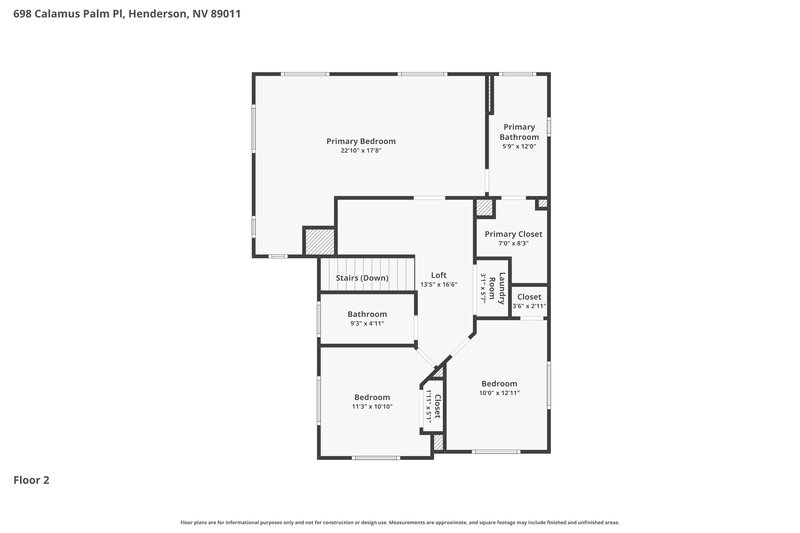 2,095/Mo, 698 Calamus Palm Pl Henderson, NV 89011 Floor Plan View 2