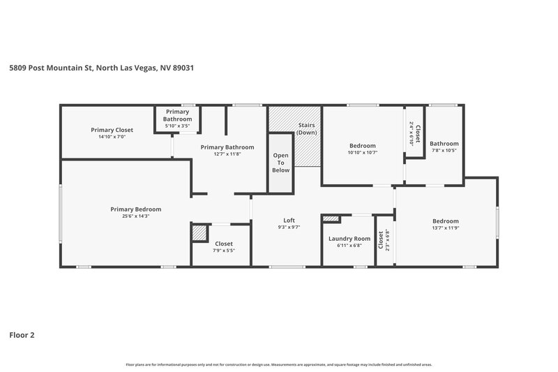 2,225/Mo, 5809 Post Mountain St North Las Vegas, NV 89031 Floor Plan View