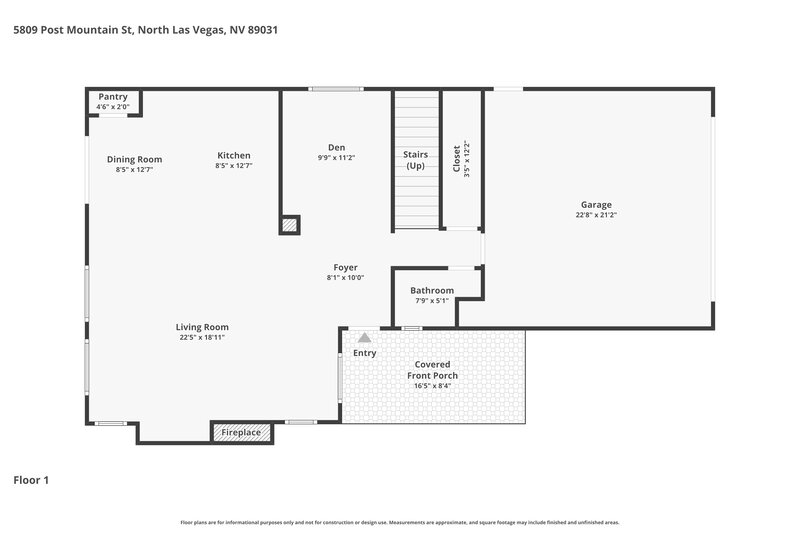 2,225/Mo, 5809 Post Mountain St North Las Vegas, NV 89031 Floor Plan View 2