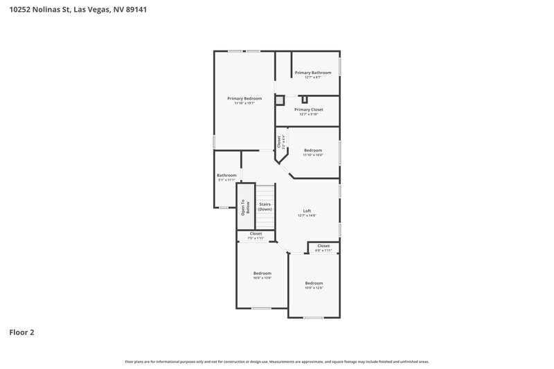 2,245/Mo, 10252 Nolinas St Las Vegas, NV 89141 Floor Plan View 2