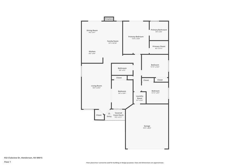 2,295/Mo, 932 Clubview Dr Henderson, NV 89015 Floor Plan View