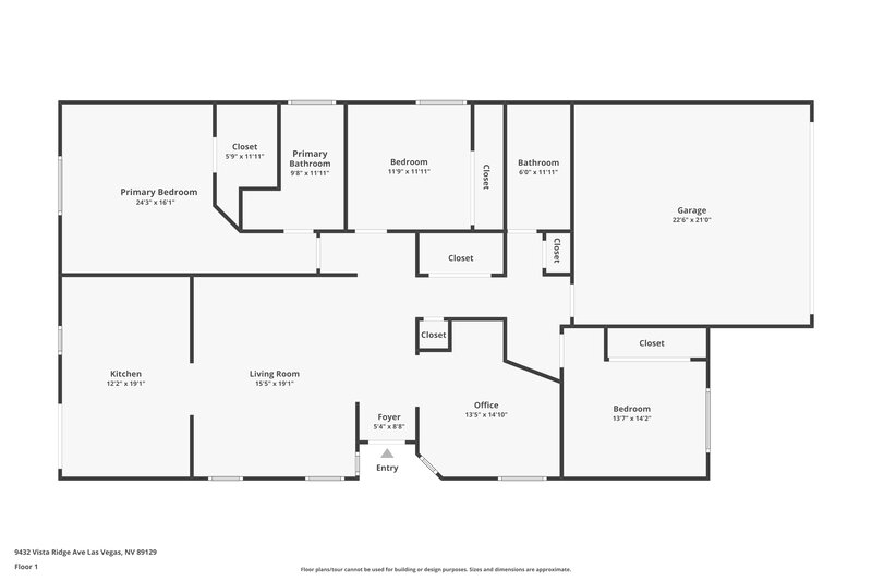 1,850/Mo, 9432 Vista Ridge Ave Las Vegas, NV 89129 Floor Plan View