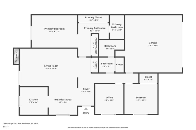 1,740/Mo, 763 Heritage Vista Ave Henderson, NV 89015 Floorplan View
