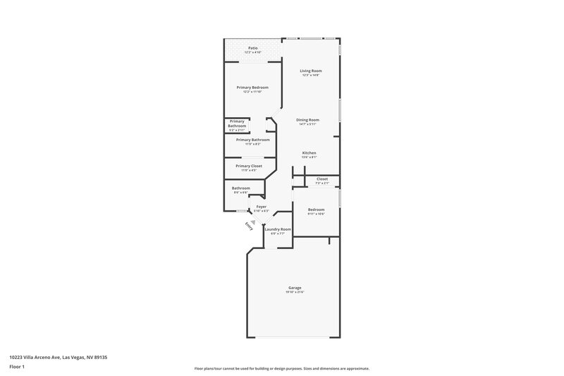1,875/Mo, 10223 Villa Arceno Ave Las Vegas, NV 89135 Floor Plan View