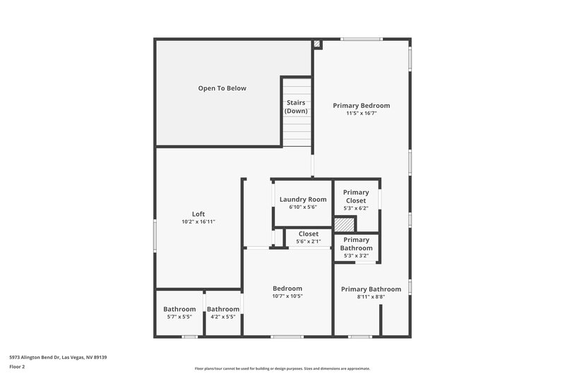 2,245/Mo, 5973 Alington Bend Dr Las Vegas, NV 89139 Floor Plan View 2