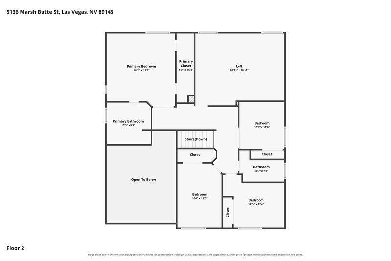 2,925/Mo, 5136 Marsh Butte St Las Vegas, NV 89148 Floor Plan View 2