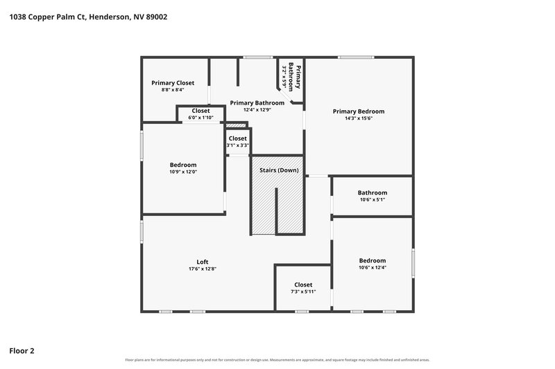 0/Mo, 1038 Copper Palm Ct Henderson, NV 89002 Floor Plan View 2