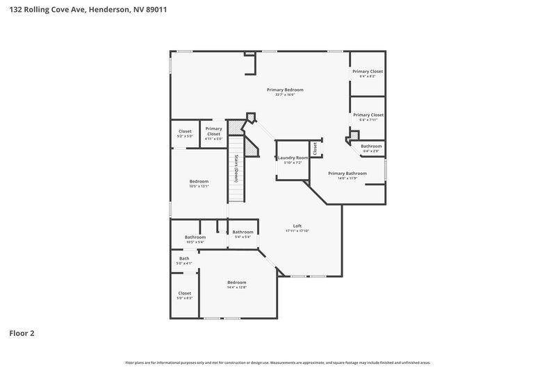 2,775/Mo, 132 Rolling Cove Ave Henderson, NV 89011 Floor Plan View 2