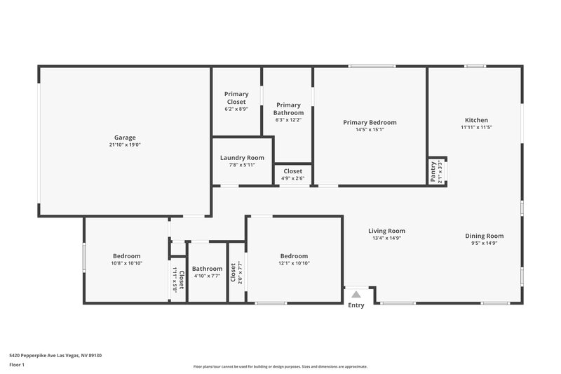 2,040/Mo, 5420 Pepperpike Ave Las Vegas, NV 89130 Floor Plan View
