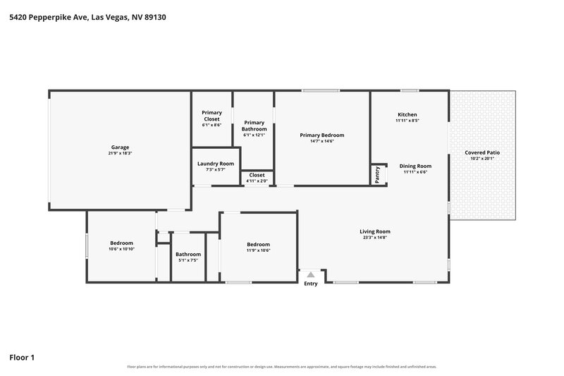 1,885/Mo, 5420 Pepperpike Ave Las Vegas, NV 89130 Floor Plan View