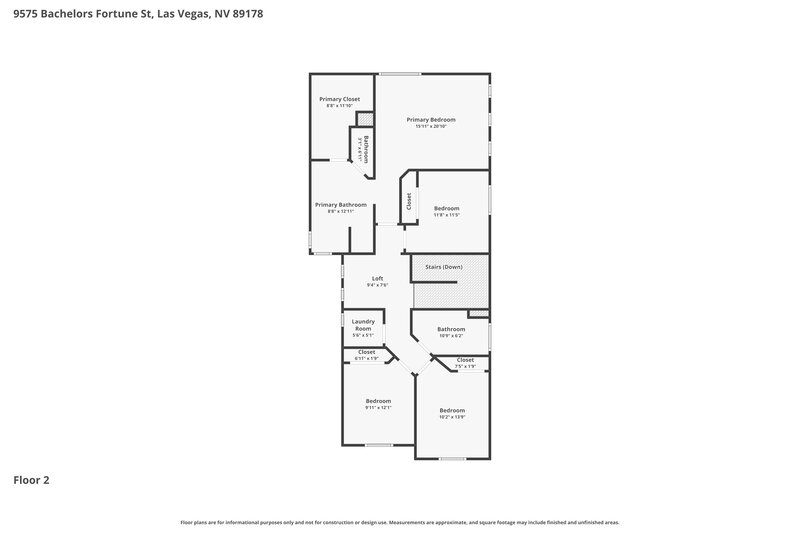 2,220/Mo, 9575 Bachelors Fortune St Las Vegas, NV 89178 Floor Plan View 2
