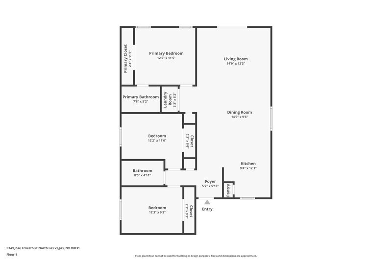 1,810/Mo, 5349 Jose Ernesto St North Las Vegas, NV 89031 Floor Plan View