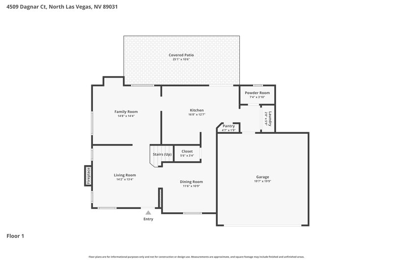 2,230/Mo, 4509 Dagnar Ct North Las Vegas, NV 89031 Floor Plan View
