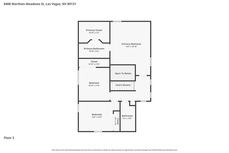2,070/Mo, 8408 Warthen Meadows St Las Vegas, NV 89131 Floor Plan View 2