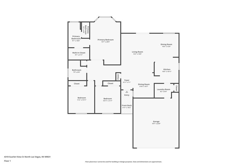 1,960/Mo, 4310 Scarlet Vista Ct North Las Vegas, NV 89031 Floor Plan View
