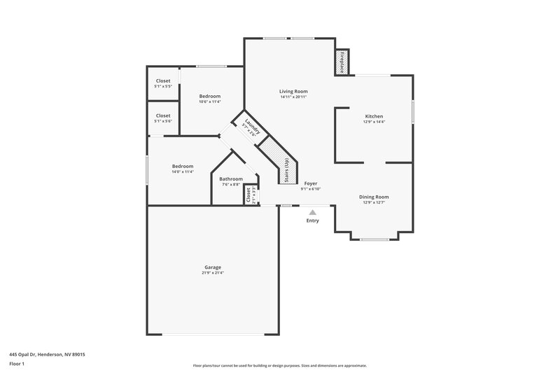 1,995/Mo, 445 Opal Dr Henderson, NV 89015 Floor Plan View