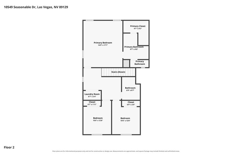 1,835/Mo, 10549 Seasonable Dr Las Vegas, NV 89129 Floor Plan View 2
