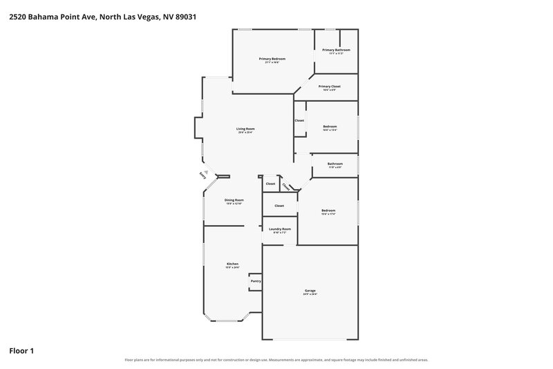2,000/Mo, 2520 Bahama Point Ave North Las Vegas, NV 89031 Floor Plan View