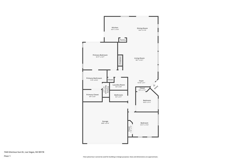 1,955/Mo, 7443 Glorious Sun Dr Las Vegas, NV 89178 Floor Plan View