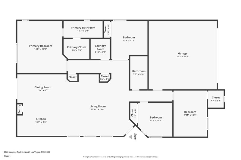 1,880/Mo, 6060 Leaping Foal St North Las Vegas, NV 89081 Floor Plan View