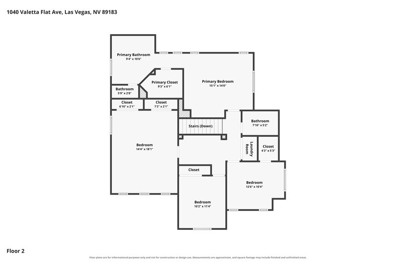 2,140/Mo, 1040 Valetta Flat Ave Las Vegas, NV 89183 Floor Plan View 2