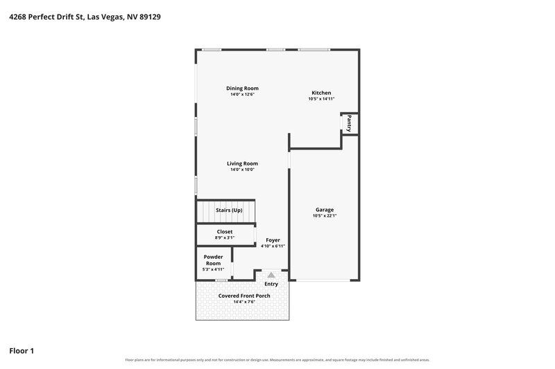 1,825/Mo, 4268 Perfect Drift St Las Vegas, NV 89129 Floor Plan View
