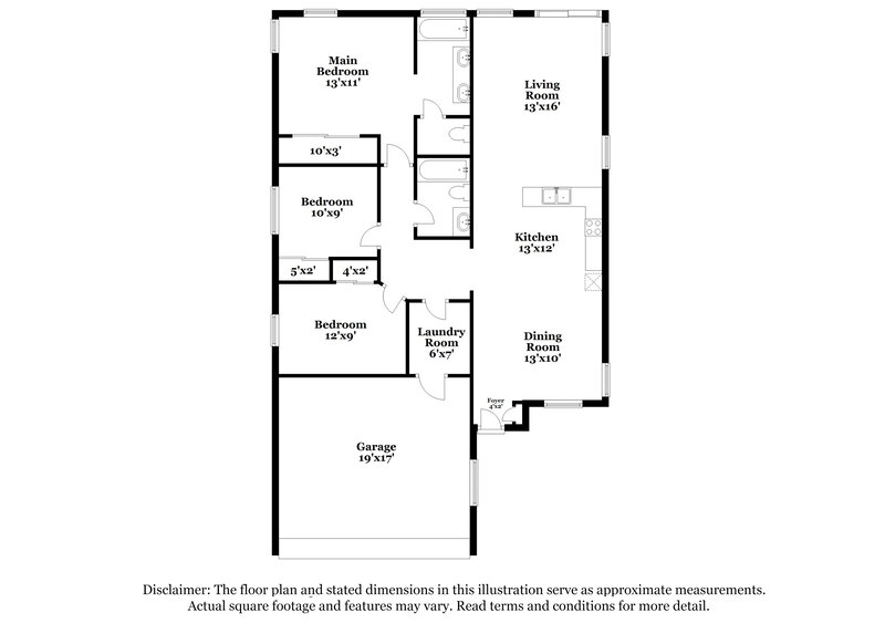 1,750/Mo, 1908 Casa Verde North Las Vegas, NV 89031 Floor Plan View