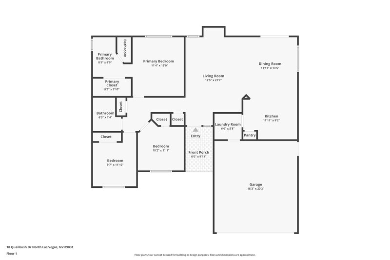 2,730/Mo, 18 Quailbush Dr North Las Vegas, NV 89031 Floor Plan View