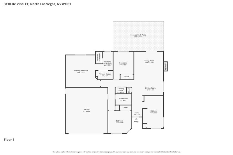 2,025/Mo, 3110 DeVinci Ct North Las Vegas, NV 89031 Floor Plan View