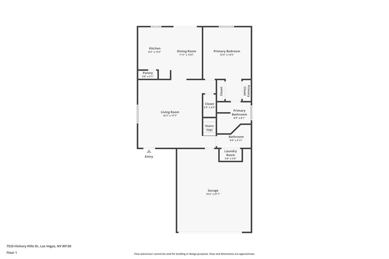 1,880/Mo, 7533 Hickory Hills Dr Las Vegas, NV 89130 Floor Plan View