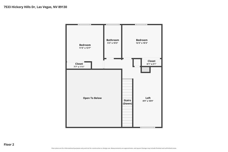 1,965/Mo, 7533 Hickory Hills Dr Las Vegas, NV 89130 Floor Plan View