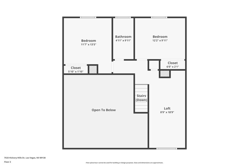 1,880/Mo, 7533 Hickory Hills Dr Las Vegas, NV 89130 Floor Plan View 2