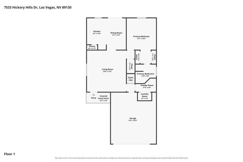 1,965/Mo, 7533 Hickory Hills Dr Las Vegas, NV 89130 Floor Plan View 2