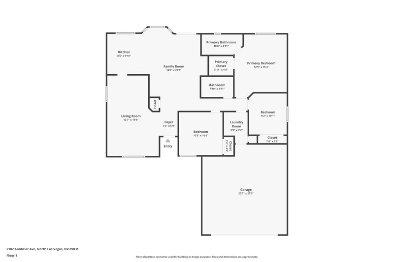 2,055/Mo, 2102 Annbriar Ave North Las Vegas, NV 89031 Floor Plan View