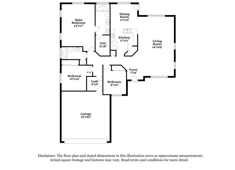 1,980/Mo, 3416 Helmsley Ave North Las Vegas, NV 89031 Floor Plan View