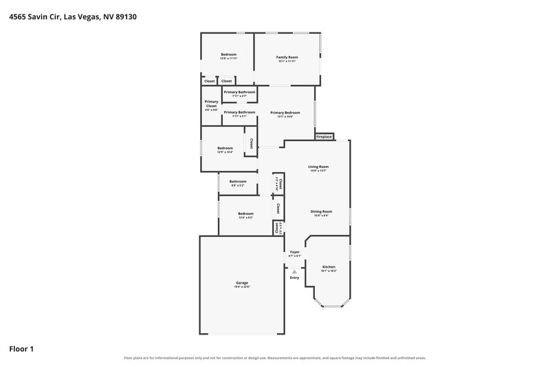 2,135/Mo, 4565 Savin Cir Las Vegas, NV 89130 Floor Plan View