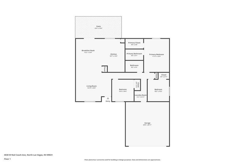 1,975/Mo, 4030 Red Coach Ave North Las Vegas, NV 89031 Floor Plan View