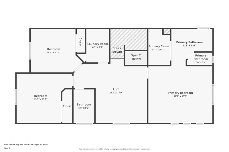 1,865/Mo, 3012 Sunrise Bay Avenue North Las Vegas, NV 89031 Floor Plan View 2