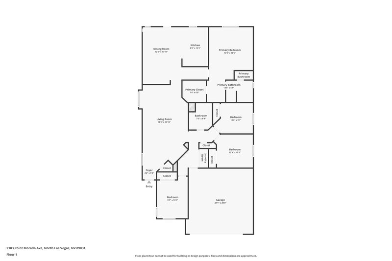 2,030/Mo, 2103 Point Morada Ave North Las Vegas, NV 89031 Floor Plan View