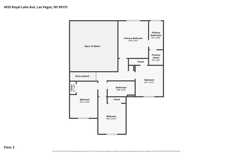 2,150/Mo, 4933 Royal Lake Ave Las Vegas, NV 89131 Floor Plan View 2