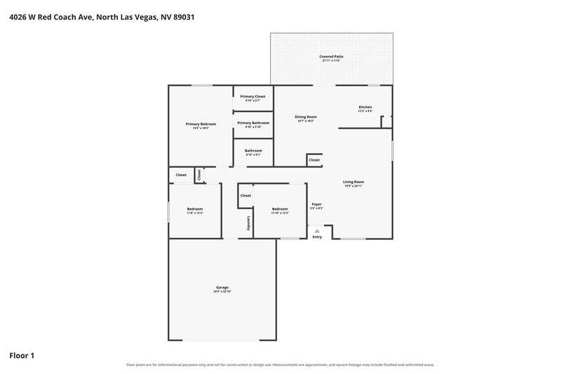 2,050/Mo, 4026 Red Coach Ave North Las Vegas, NV 89031 Floor Plan View