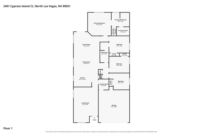 2,145/Mo, 2401 Cypress Island Ct North Las Vegas, NV 89031 Floor Plan View