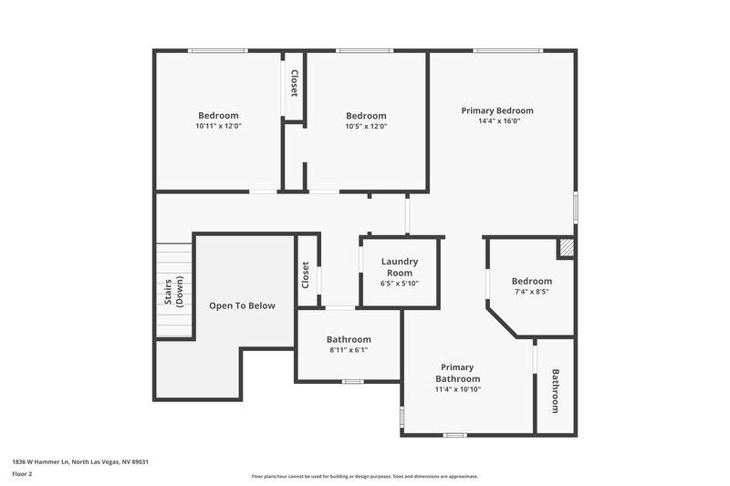 2,115/Mo, 1836 W Hammer Lane North Las Vegas, NV 89031 Floor Plan View 2