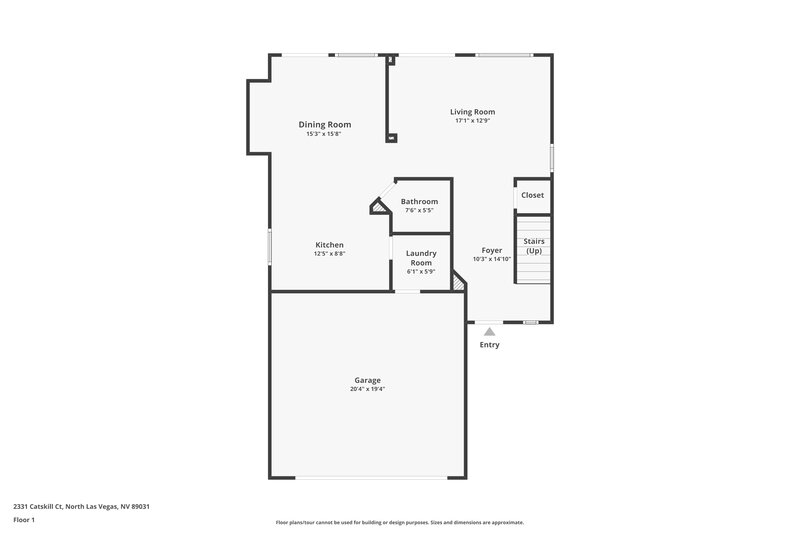 2,050/Mo, 2331 Catskill Court North Las Vegas, NV 89031 Floor Plan View