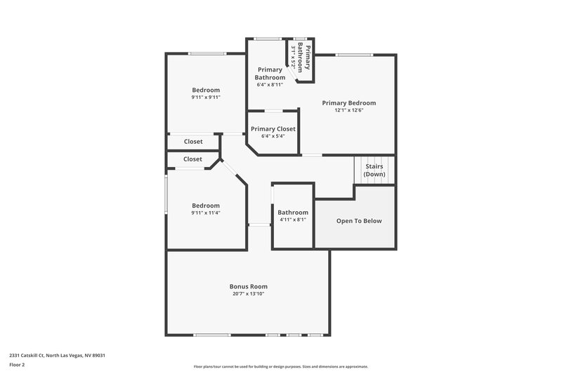 2,050/Mo, 2331 Catskill Court North Las Vegas, NV 89031 Floor Plan View 2