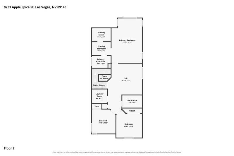 1,895/Mo, 8233 Apple Spice Street Las Vegas, NV 89143 Floor Plan View 2